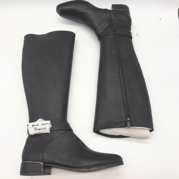 Kenneth Cole Womens Branden Buckle Riding Boots Brown Leather Straps 9.5 M New - Picture 6 of 10